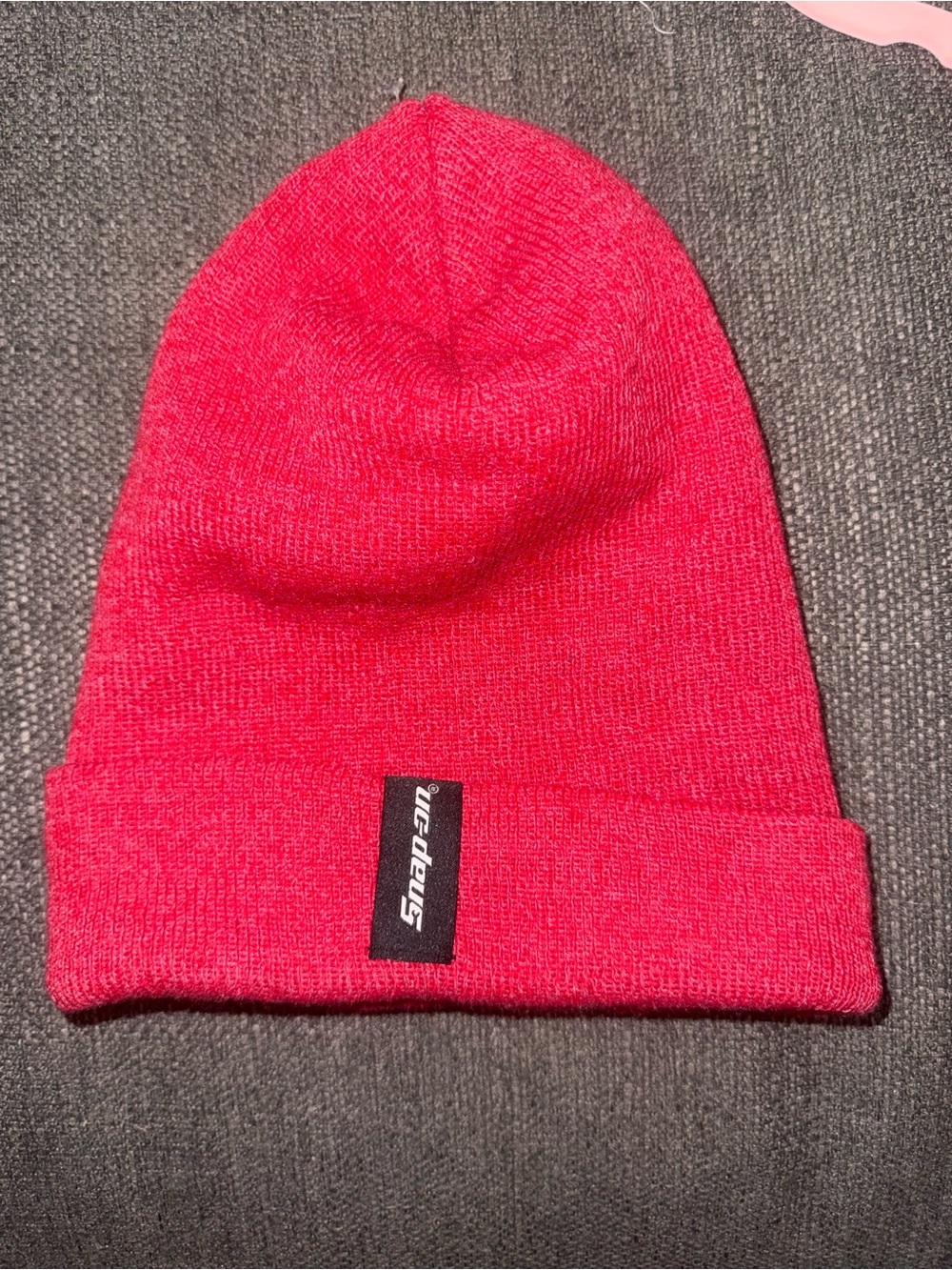 Snap On Knit Cuffed Beanie - Red